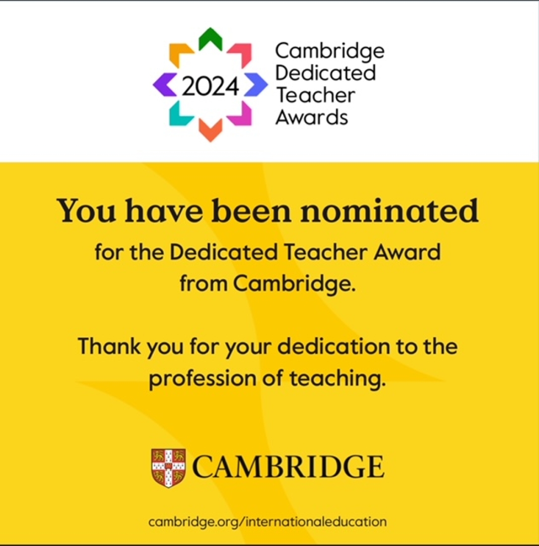 PROFESORICA DŽENETA AJANIĆ NOMINOVANA ZA „CAMBRIDGE DEDICATED TEACHER AWARD“